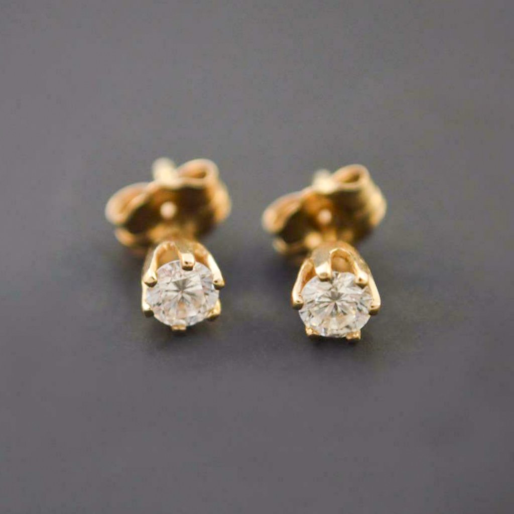 New Diamond Stud 14k Gold Earrings 36 Ct